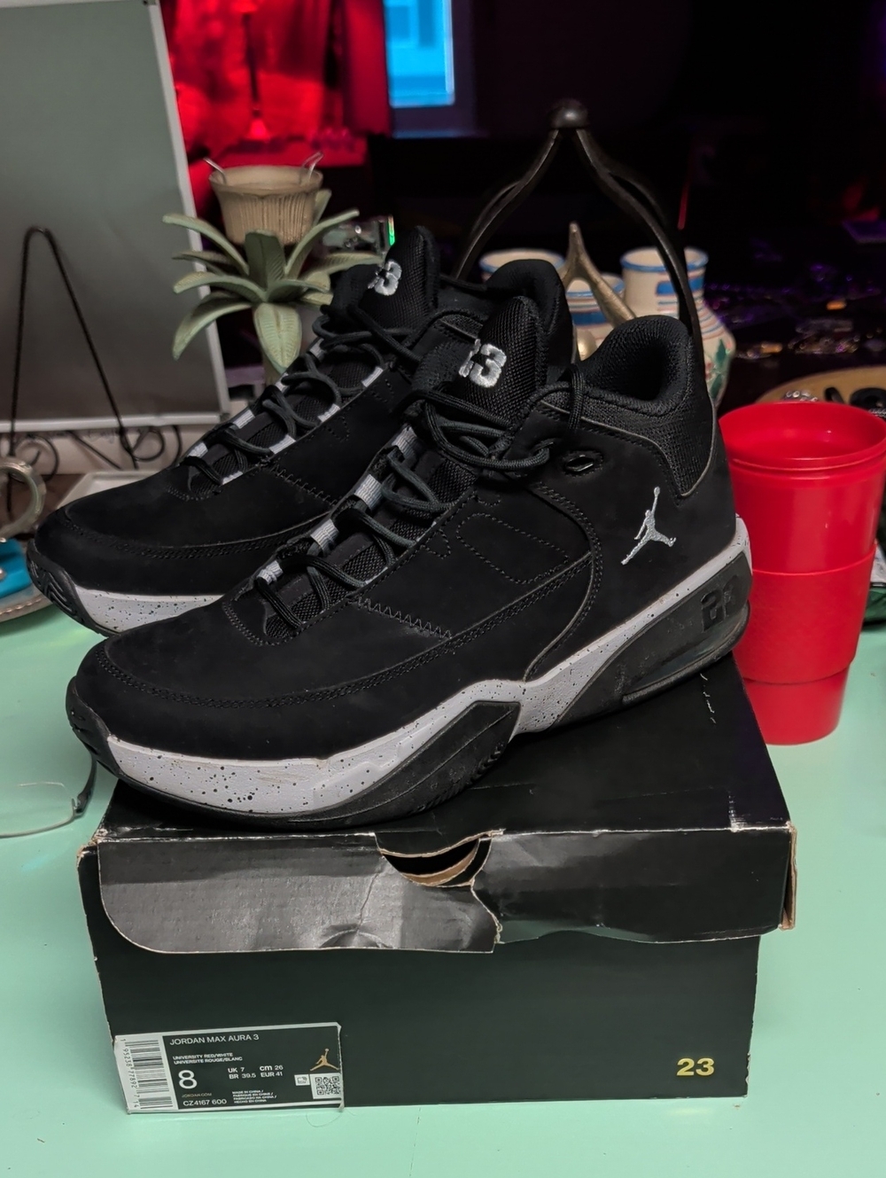 Jordan Black and Grey Men's Basketball Sneakers